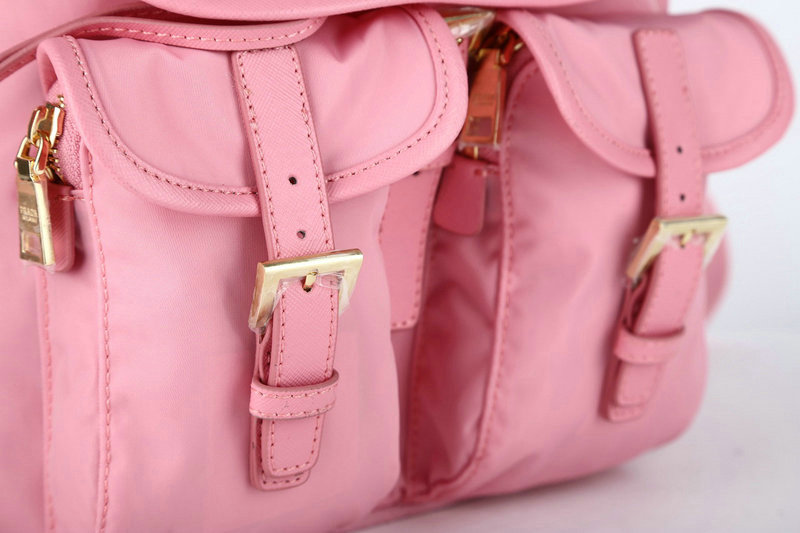 2014 Prada microfiber nylon drawstring backpack bag BZ0030 cherrypink